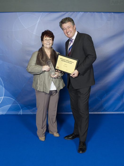 Maternity Counsellor Jackie Hadley receiving her 'Going Above and Beyond' award